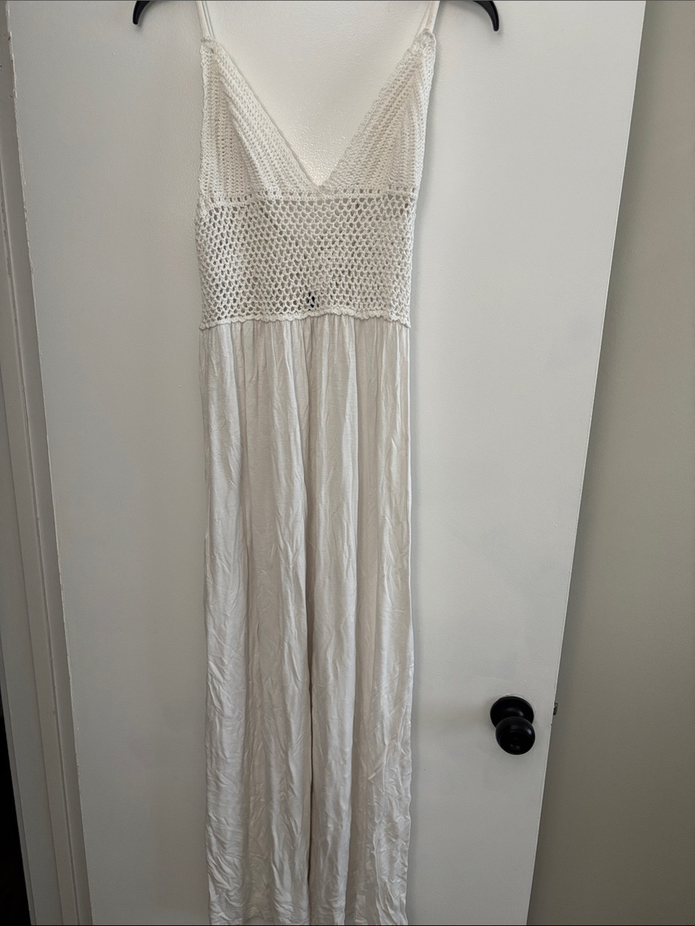 White Crochet Bodice Maxi Dress - Women